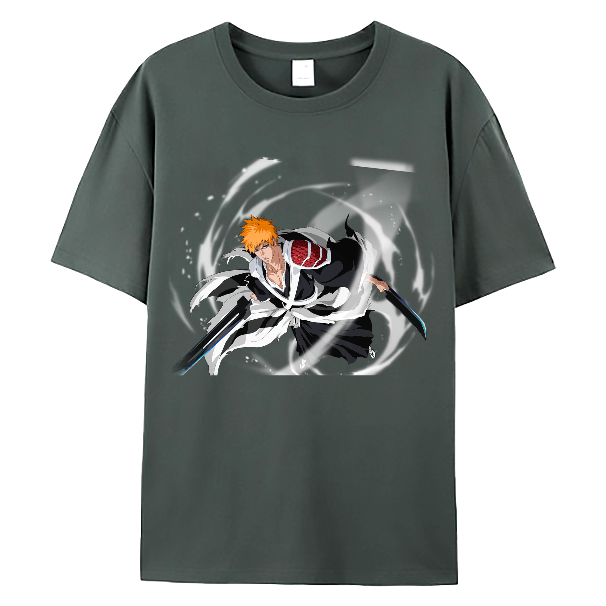 （画像用） ブリーチ 黒崎一護（くろさき いちご）BLEACH Kurosaki Ichigo 綿100％ メンズ半袖Tシャツ｜肌触りやわらか＆通気性